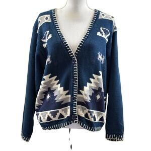 Vintage Beyond Blue sweater, blue/white, Southwestern, Western, cabincore, cozy